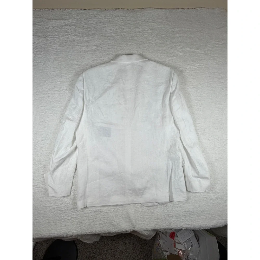 Tommy Hilfiger Mens Modern Fit Linen Sport Coat Blazer 40S White Solid NWT